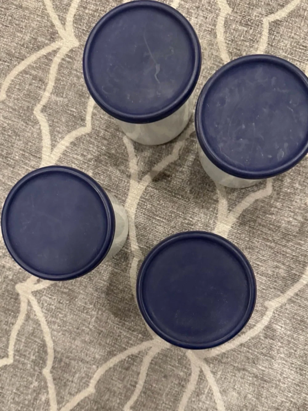 Vintage IKEA Enamel Canister Set of 4 - White & Blue Farmhouse Jars